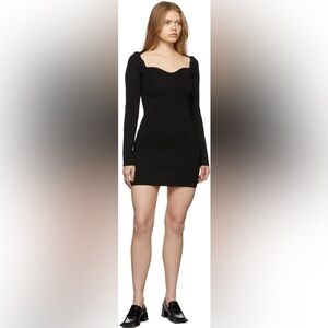 Nanushka Black Knit Fitted Marina Dress Size Medium
